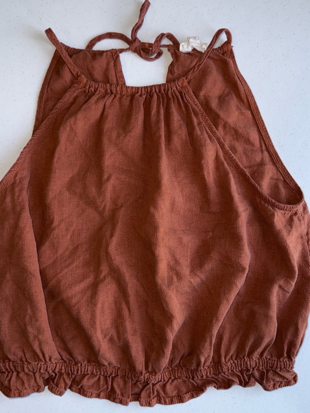 Pilcro Burnt Orange Tie-Back Linen Blend Tank Top